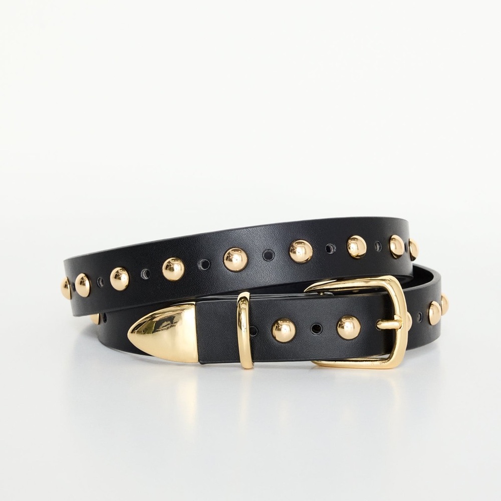 GOOD AMERICAN 1” CLASSIC STUDDED FRONTIER BELT - Black/Gold